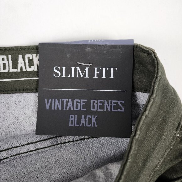 Vintage Genes Black Jeans Mens 30x32 Green Slim Fit Denim NWT - Picture 6 of 12